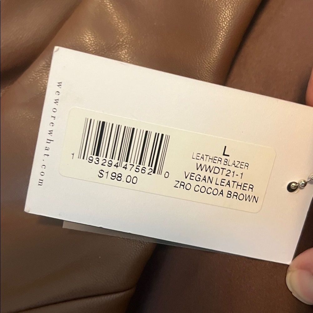 WeWoreWhat Chocolate Brown Faux Leather Blazer size large - Picture 7 of 8